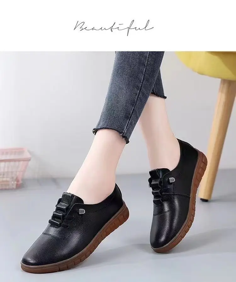Women's 2025 new fashion soft leather soft bottom flat shoes shoes casual small leather shoes mother shoes manufacturers wholesale — feature 12