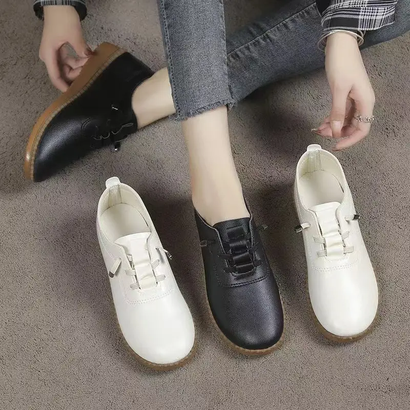 Women's 2025 new fashion soft leather soft bottom flat shoes shoes casual small leather shoes mother shoes manufacturers wholesale — feature 18