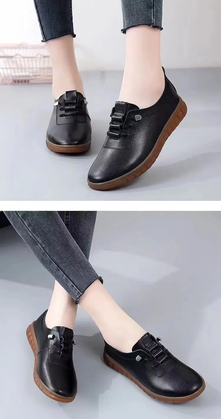 Women's 2025 new fashion soft leather soft bottom flat shoes shoes casual small leather shoes mother shoes manufacturers wholesale — feature 2