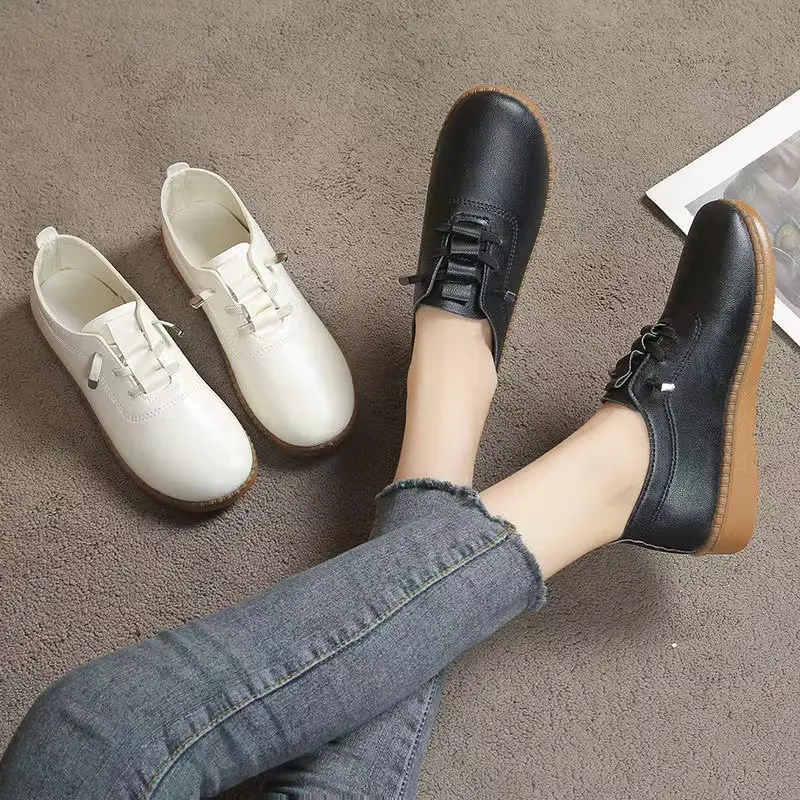 Women's 2025 new fashion soft leather soft bottom flat shoes shoes casual small leather shoes mother shoes manufacturers wholesale — feature 20