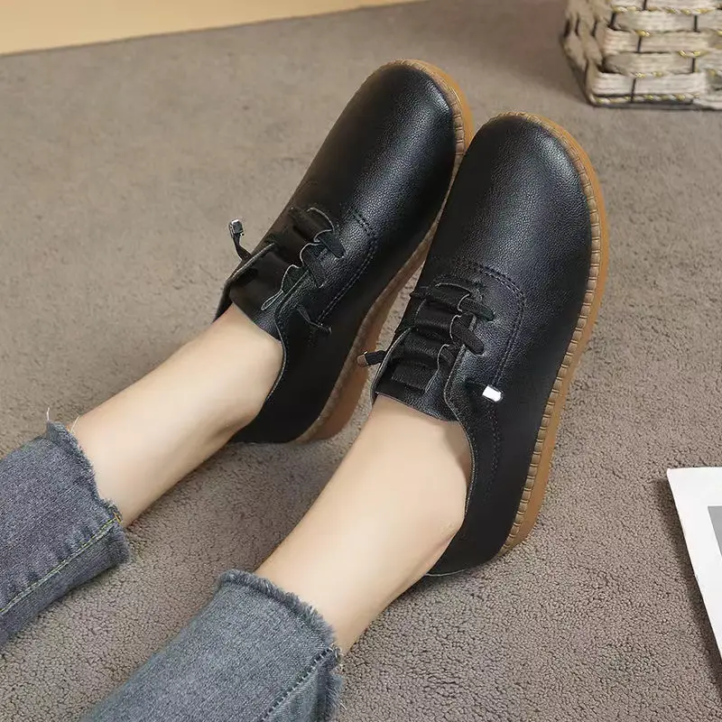 Women's 2025 new fashion soft leather soft bottom flat shoes shoes casual small leather shoes mother shoes manufacturers wholesale — feature 6