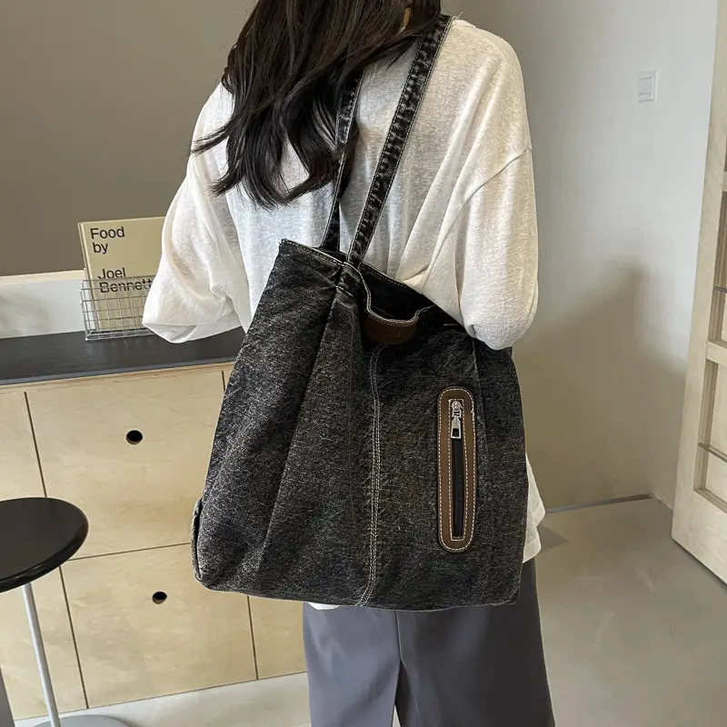 Women Denim Tote Bag Large Capacity Shoulder Bag - Image 7