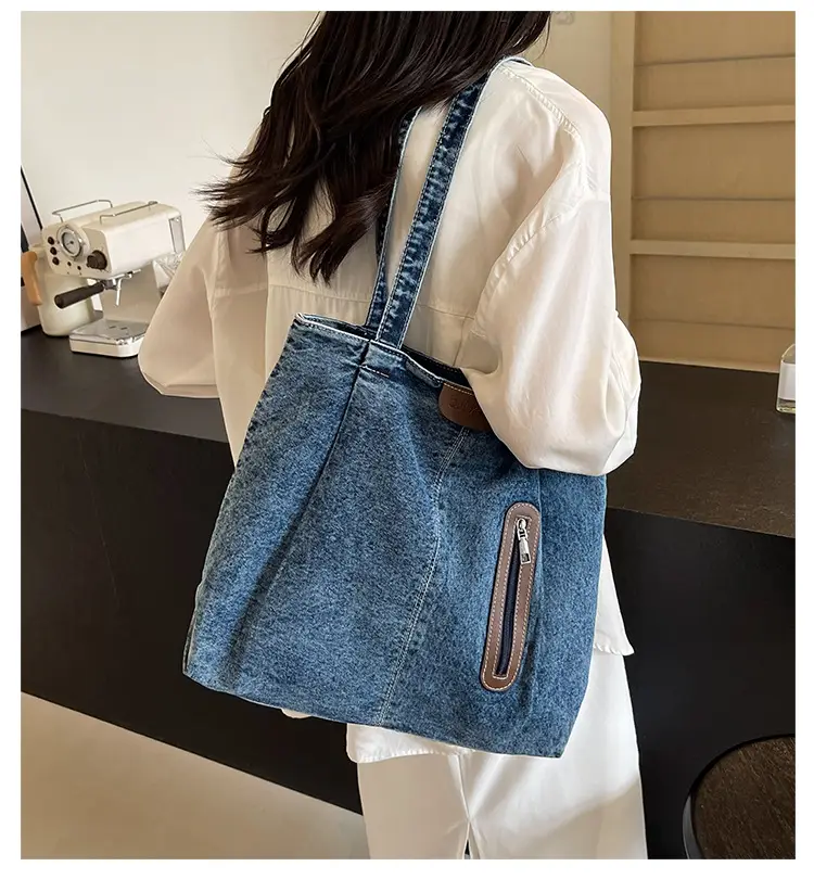 Women Denim Tote Bag Large Capacity Shoulder Bag — feature 1