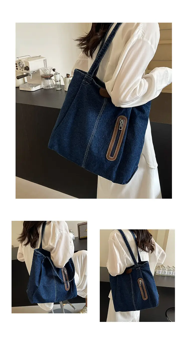 Women Denim Tote Bag Large Capacity Shoulder Bag — feature 9