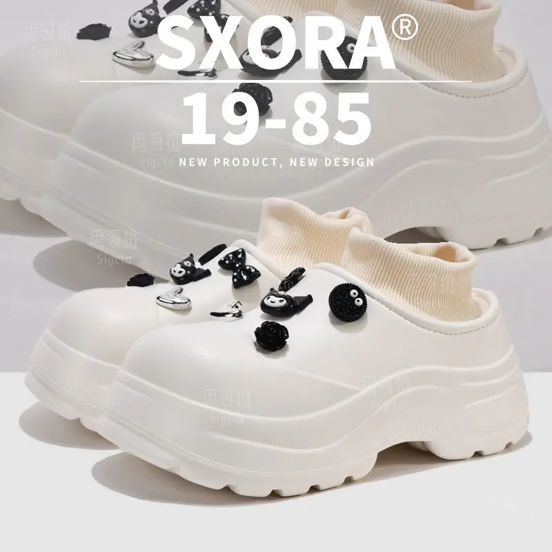 Women's Black Cartoon Kuromi Thick Sole Shoes