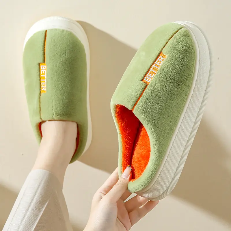 Cotton Slippers for Women, Spring, Autumn and Winter, for Home Use, Indoor Non-Slip, Couple's Home Warm Winter Plush Slippers for Men - Image 8