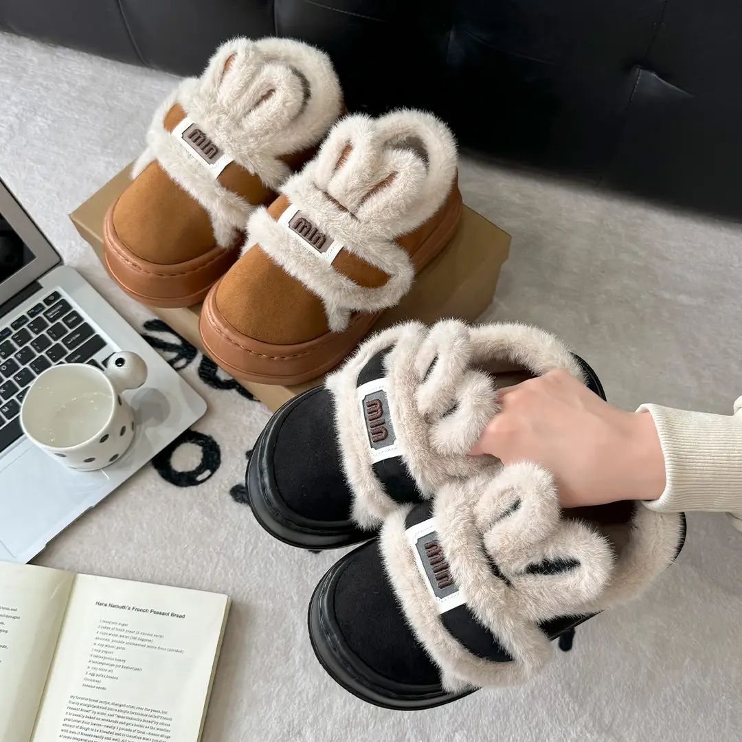 Cotton Slippers Women's Winter Bag with Warm 2024 New Home Indoor Plush Moon Cotton Slippers Women's Winter - Image 4