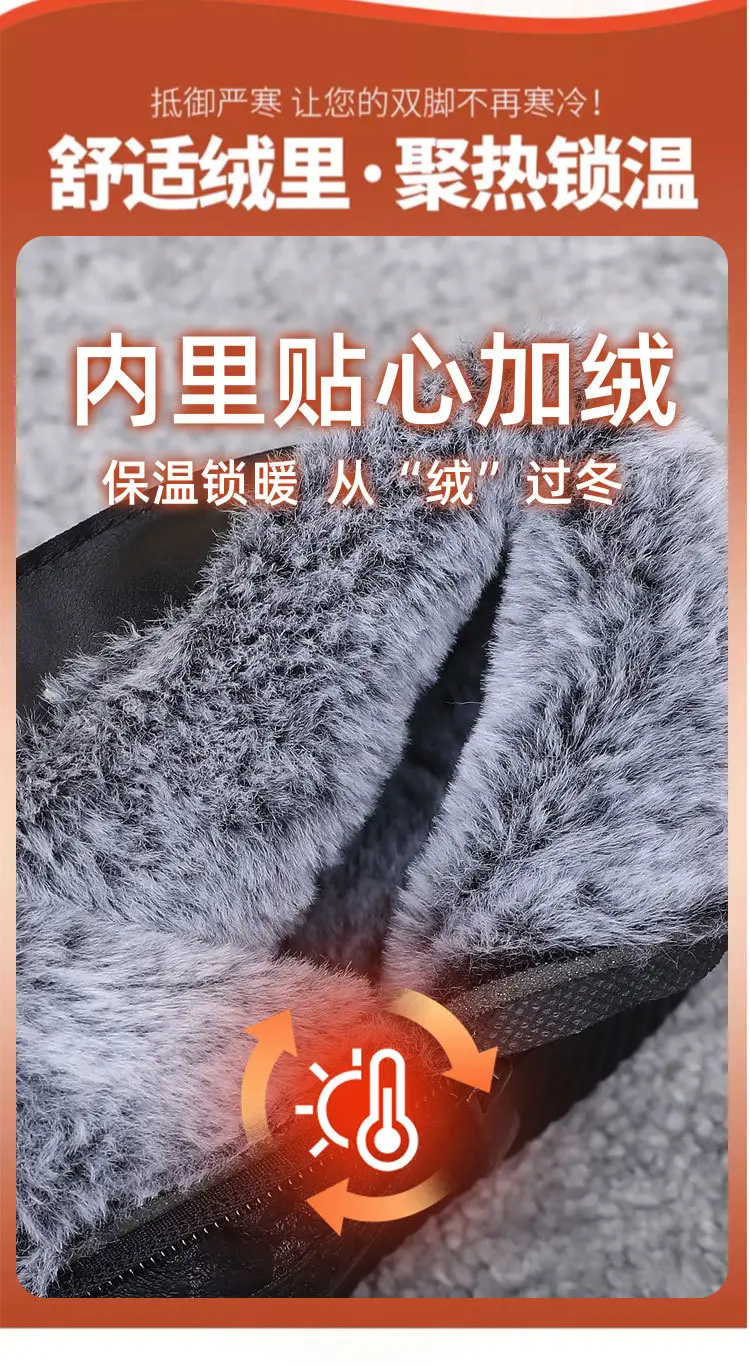 Cotton Shoes Women's Winter Old Beijing fleece-lined Thickened Middle-aged and Elderly Mother Shoes Leather Top Waterproof Non-slip Warm Snow Boots — feature 6