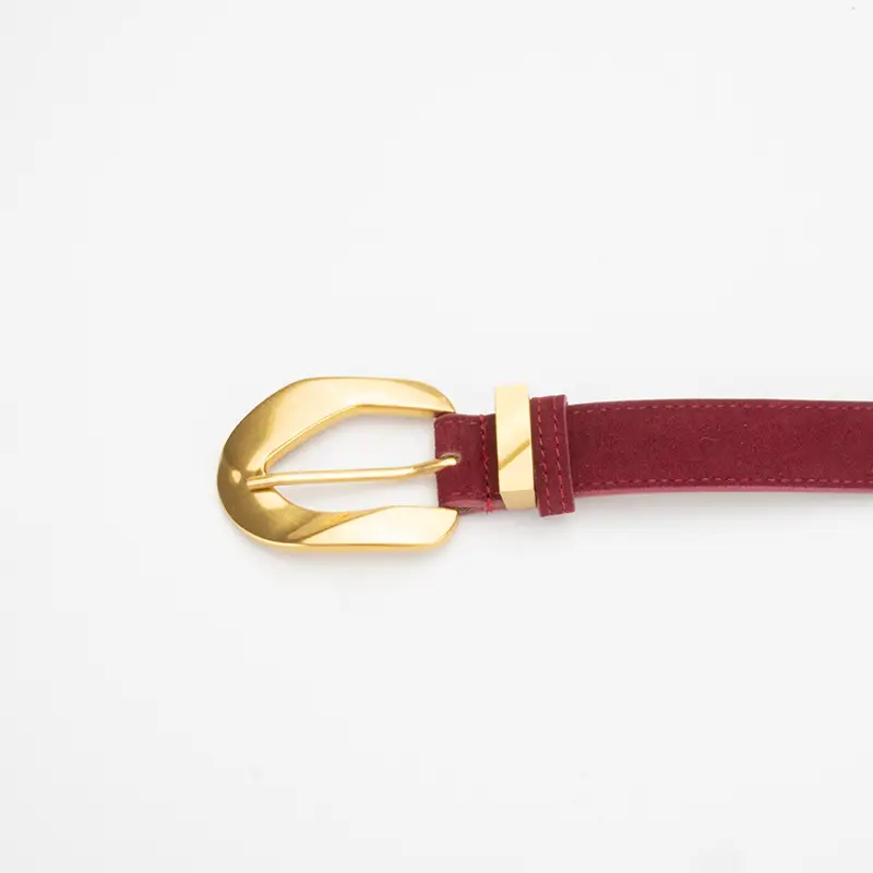 Women's Vintage Belt Wine Red Genuine Leather - Image 14
