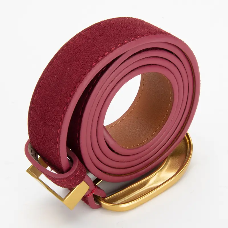 Women's Vintage Belt Wine Red Genuine Leather - Image 15