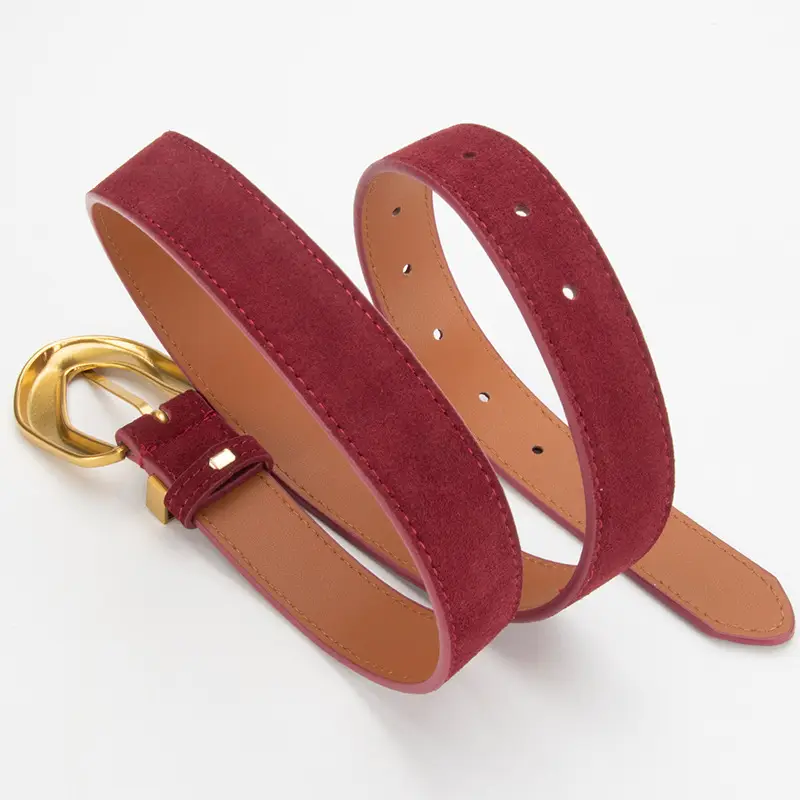 Women's Vintage Belt Wine Red Genuine Leather - Image 16