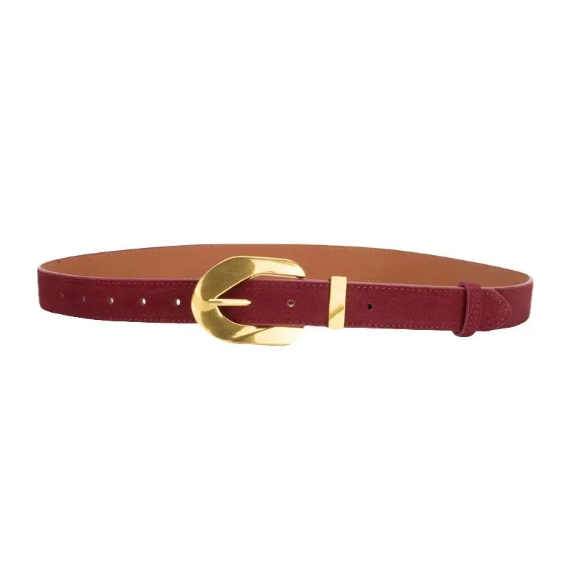 Women's Vintage Belt Wine Red Genuine Leather - Image 17
