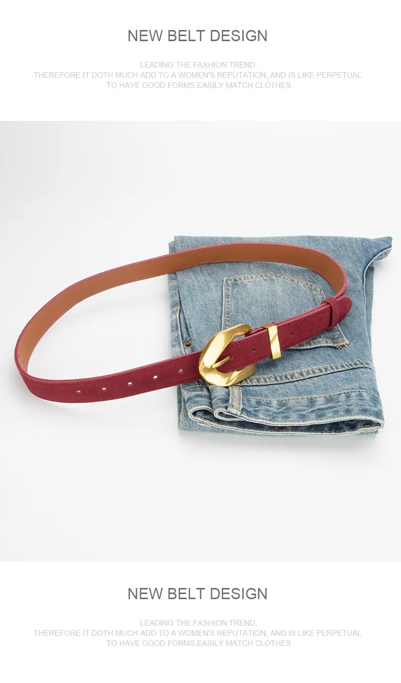 Women's Vintage Belt Wine Red Genuine Leather — feature 10