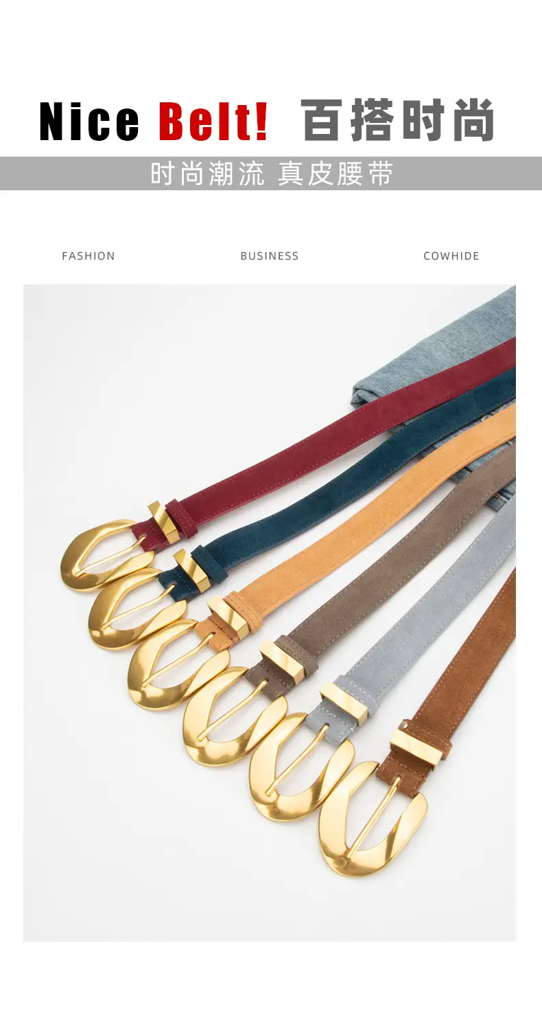 Women's Vintage Belt Wine Red Genuine Leather — feature 3