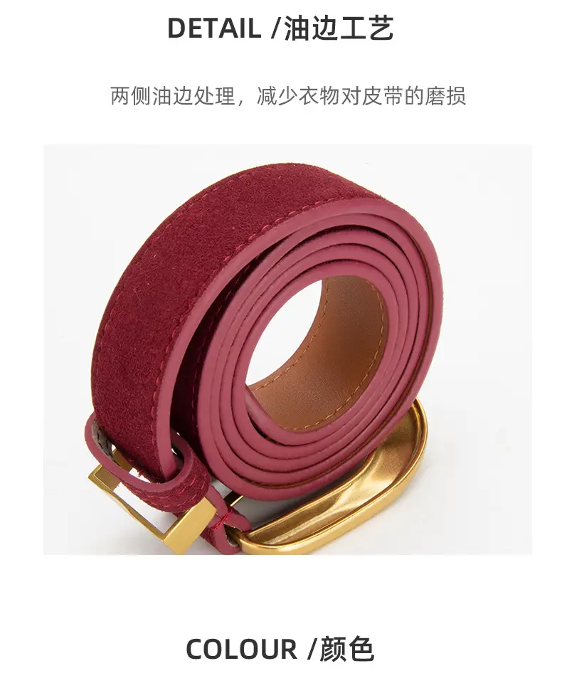 Women's Vintage Belt Wine Red Genuine Leather — feature 7