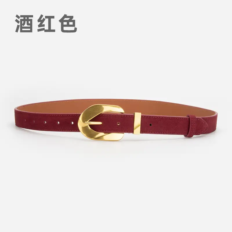 Women's Vintage Belt Wine Red Genuine Leather - Image 3