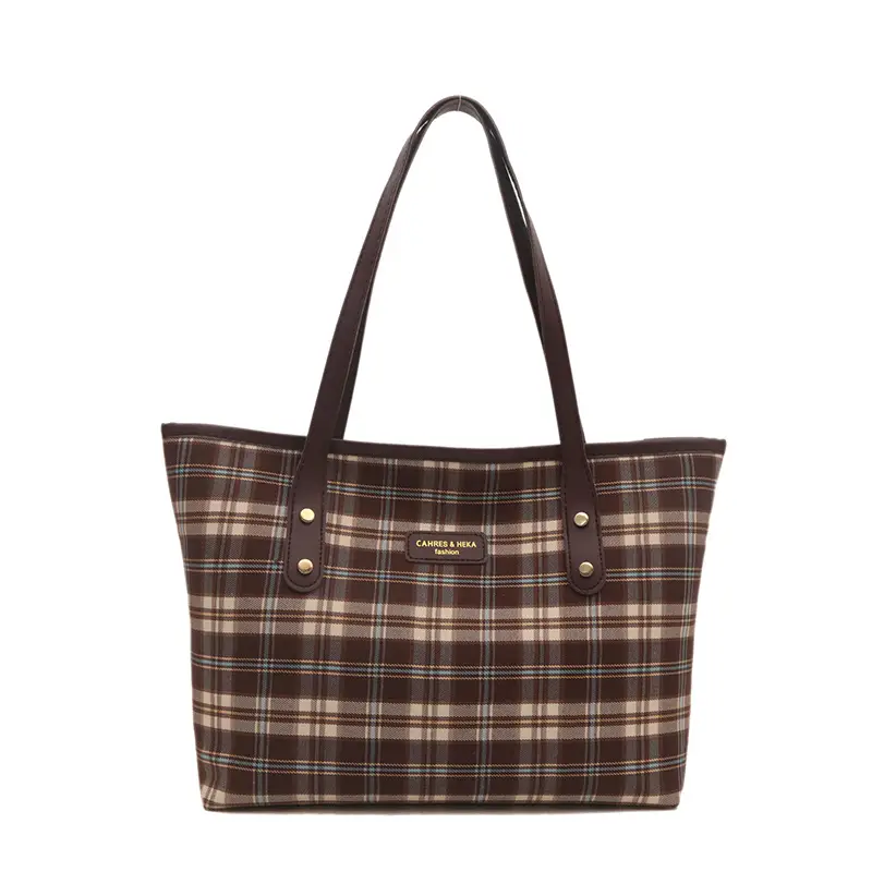 Cross-Border Plaid Shoulder Bag Women 2024 New Commuter Large Capacity - Image 7