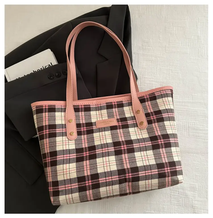 Cross-Border Plaid Shoulder Bag Women 2024 New Commuter Large Capacity — feature 23