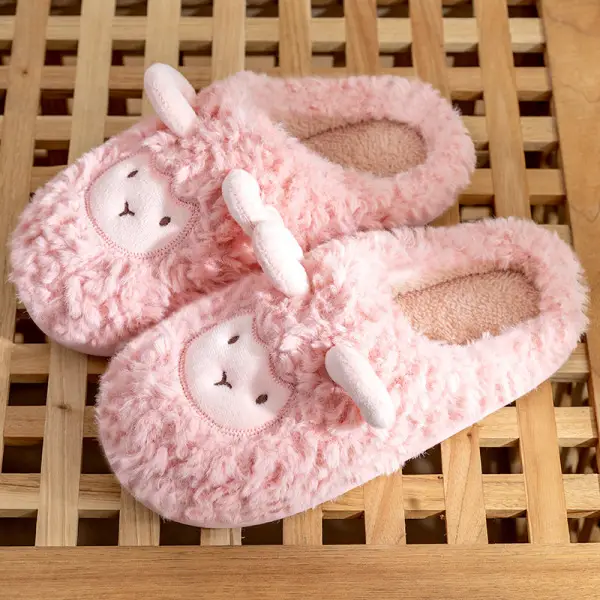 Cotton Slippers for Women in Autumn and Winter, Cute Non-Slip Soft-Soled Fleece-Lined Warm Indoor Home Plush Slippers for Men Wholesale