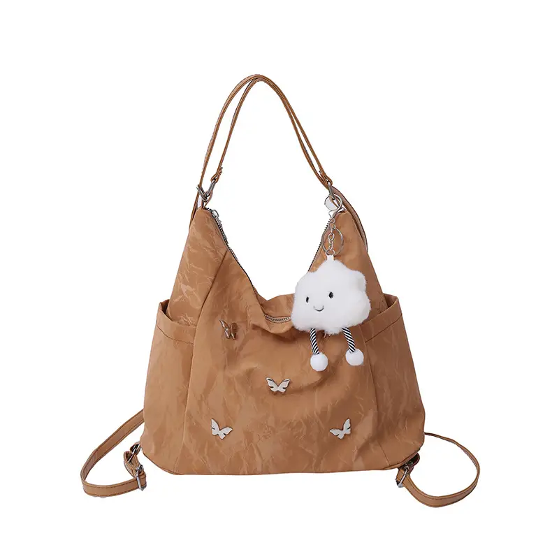 Women's Crossbody Tote Bag Set with Cute Pom Pom Decor