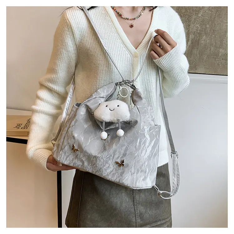Women's Crossbody Tote Bag Set with Cute Pom Pom Decor — feature 15