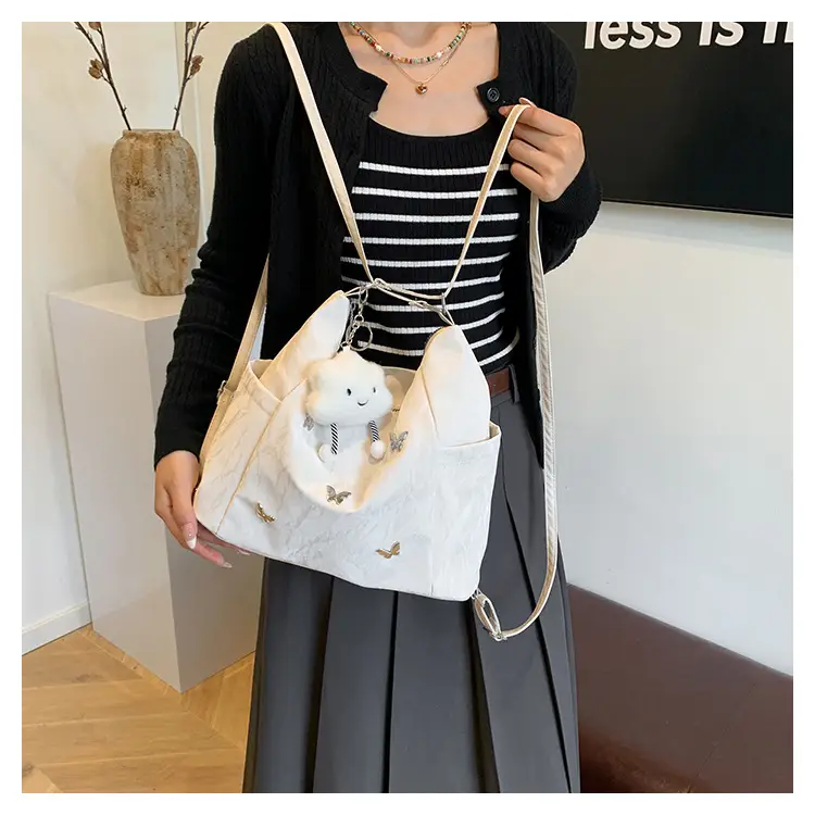 Women's Crossbody Tote Bag Set with Cute Pom Pom Decor — feature 17
