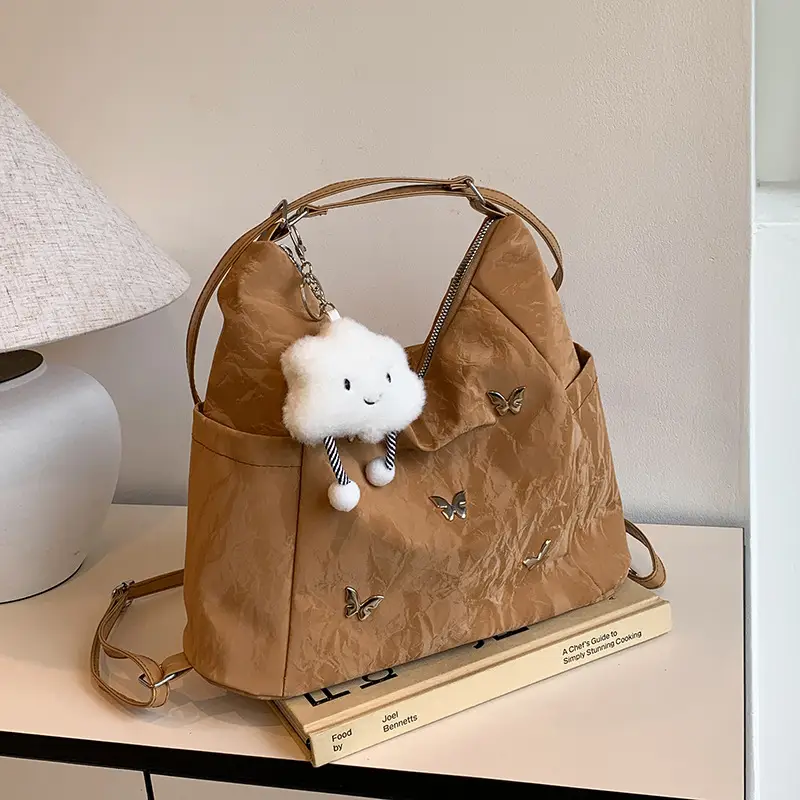 Women's Crossbody Tote Bag Set with Cute Pom Pom Decor
