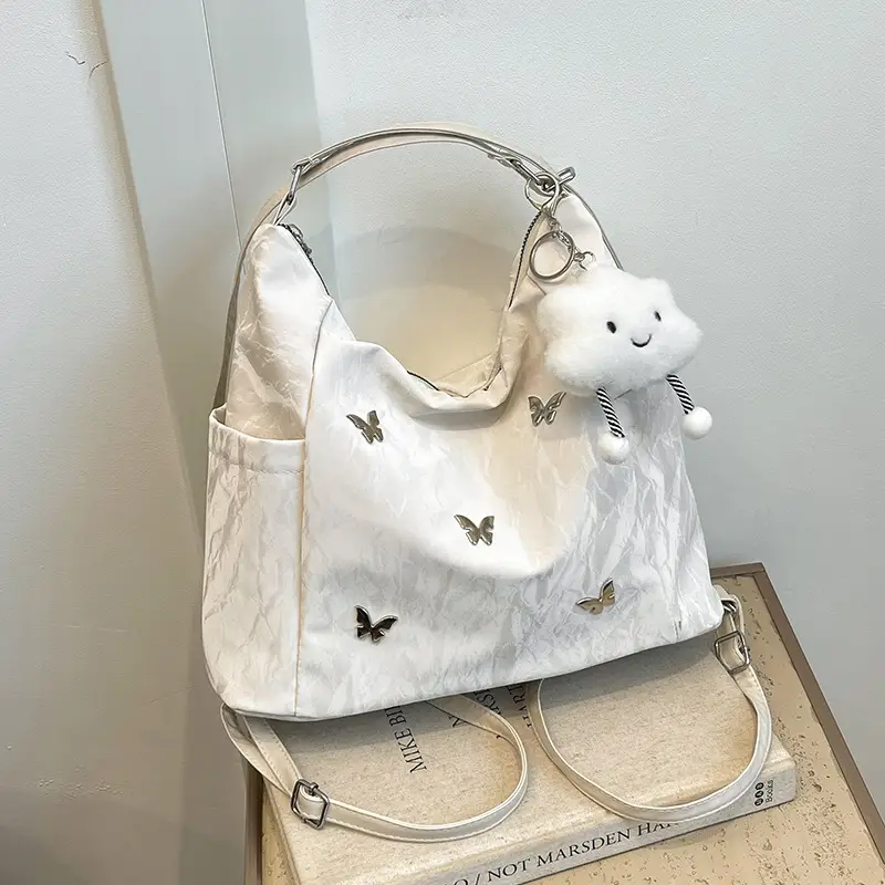 Women's Crossbody Tote Bag Set with Cute Pom Pom Decor
