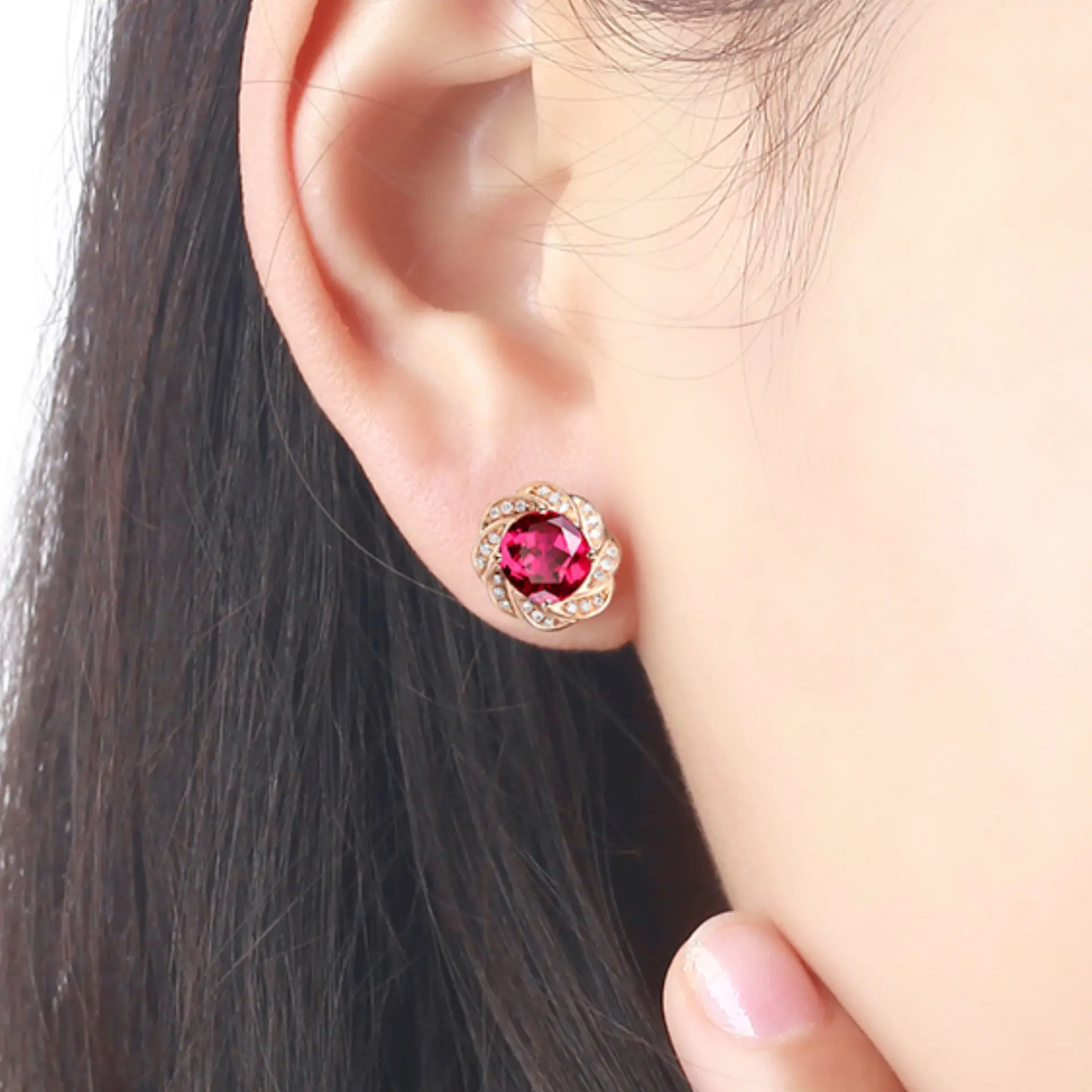 Rose Gold Ruby Diamond Pendant Set with Earrings & Ring — feature 10