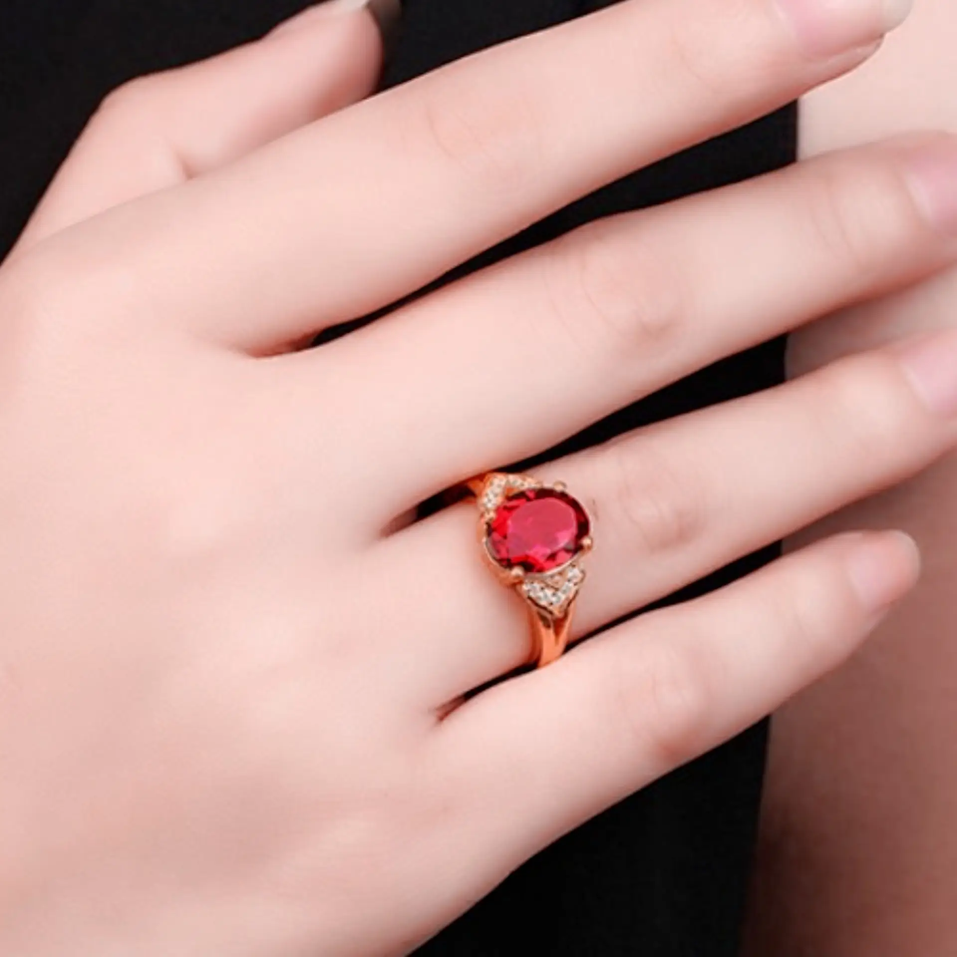 Rose Gold Ruby Diamond Pendant Set with Earrings & Ring — feature 8