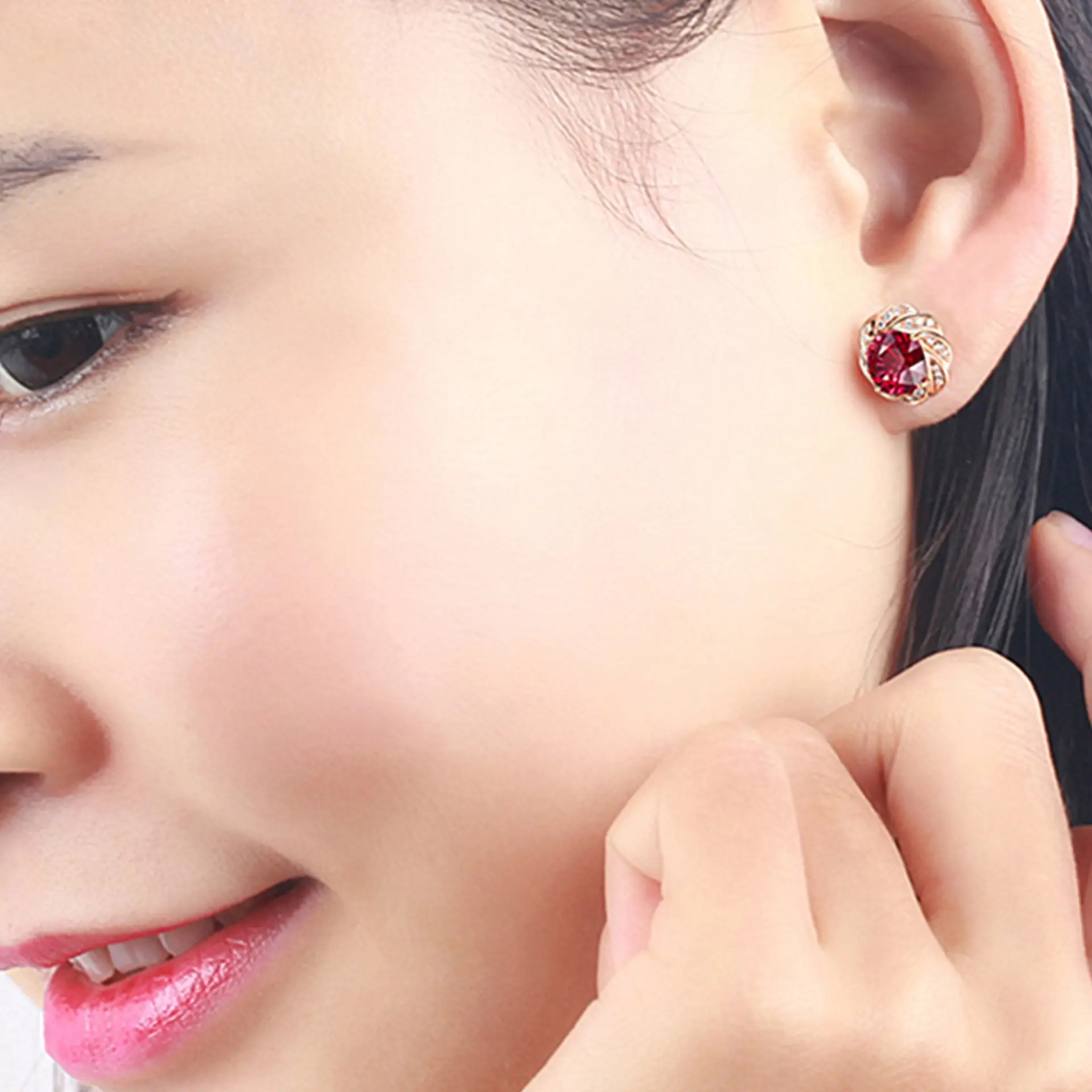 Rose Gold Ruby Diamond Pendant Set with Earrings & Ring — feature 9