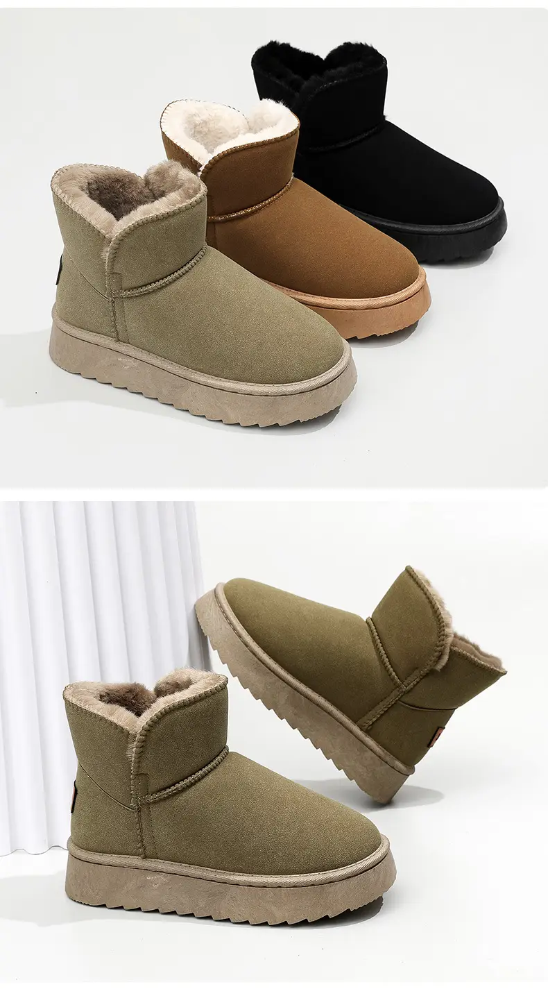 26 New Winter Export Models of Korean-Style Snow Boots for Women, Solid Color Casual Cotton Shoes, Fleece-Lined and Thickened for Warmth — feature 11
