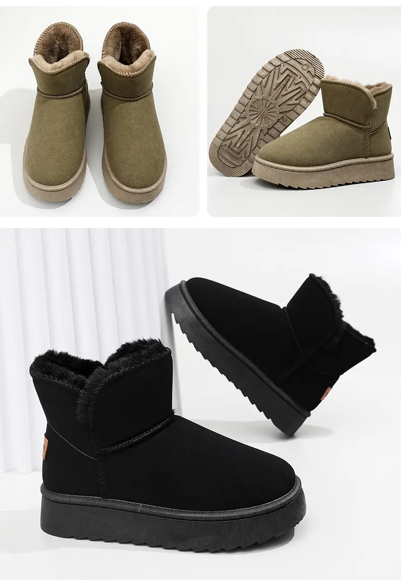 26 New Winter Export Models of Korean-Style Snow Boots for Women, Solid Color Casual Cotton Shoes, Fleece-Lined and Thickened for Warmth — feature 12