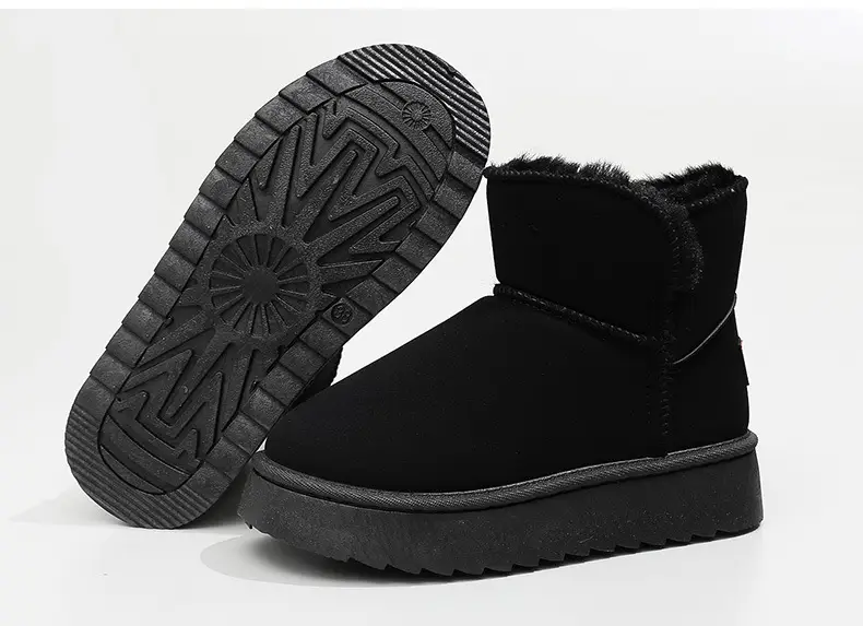 26 New Winter Export Models of Korean-Style Snow Boots for Women, Solid Color Casual Cotton Shoes, Fleece-Lined and Thickened for Warmth — feature 13