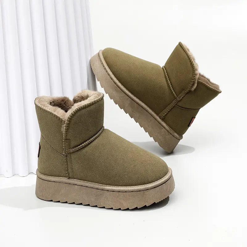 26 New Winter Export Models of Korean-Style Snow Boots for Women, Solid Color Casual Cotton Shoes, Fleece-Lined and Thickened for Warmth - Image 2