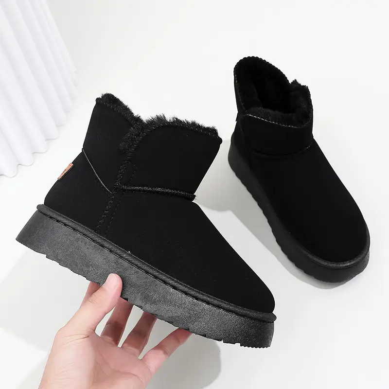 26 New Winter Export Models of Korean-Style Snow Boots for Women, Solid Color Casual Cotton Shoes, Fleece-Lined and Thickened for Warmth - Image 3