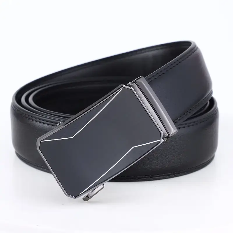 Men's Black Alloy Belt with Buckle for Business Casual Wear