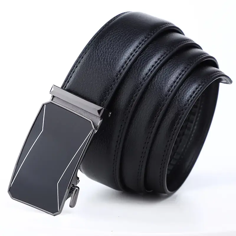 Men's Black Alloy Belt with Buckle for Business Casual Wear