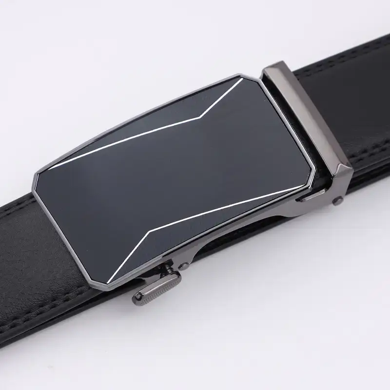 Men's Black Alloy Belt with Buckle for Business Casual Wear
