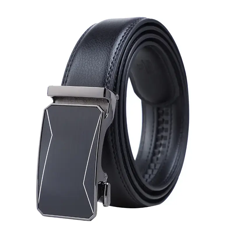 Men's Black Alloy Belt with Buckle for Business Casual Wear
