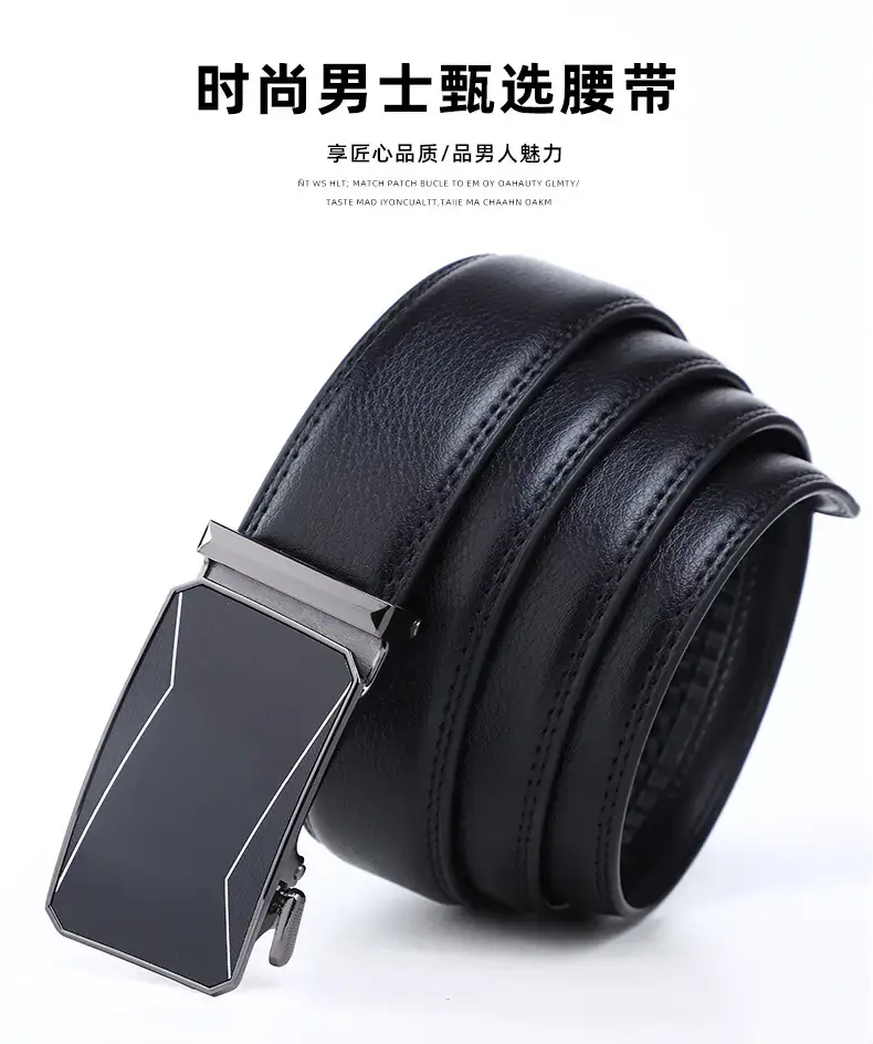 Men's Black Alloy Belt with Buckle for Business Casual Wear — feature 1