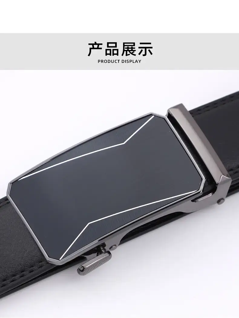 Men's Black Alloy Belt with Buckle for Business Casual Wear — feature 10