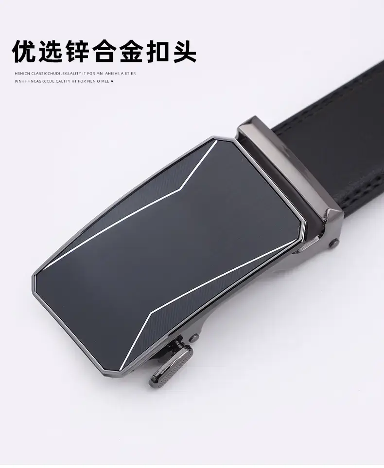 Men's Black Alloy Belt with Buckle for Business Casual Wear — feature 2