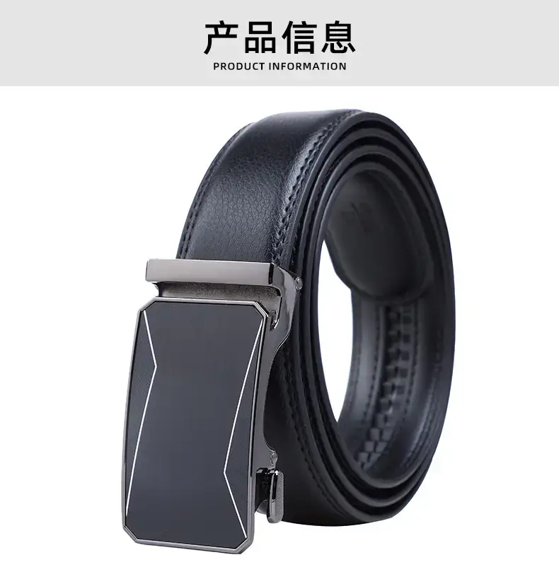 Men's Black Alloy Belt with Buckle for Business Casual Wear — feature 3