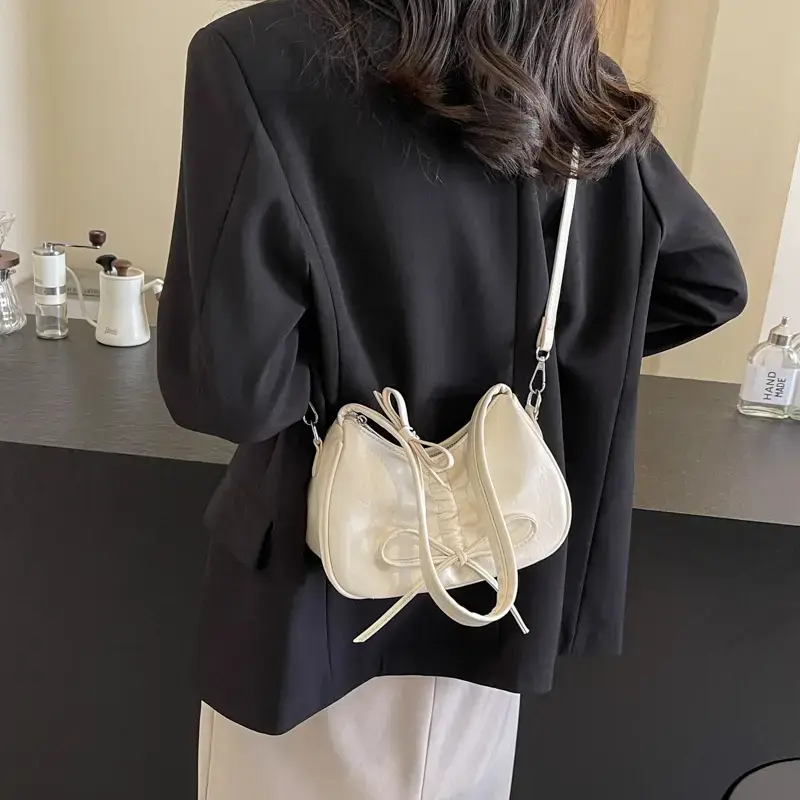Black Bow Shoulder Bag for Women 2024 Spring Summer