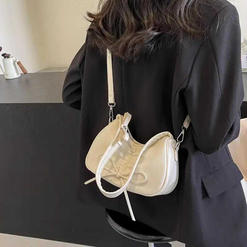 Black Bow Shoulder Bag for Women 2024 Spring Summer