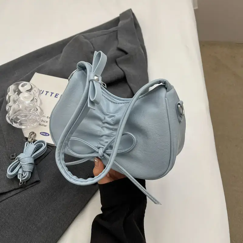 Black Bow Shoulder Bag for Women 2024 Spring Summer