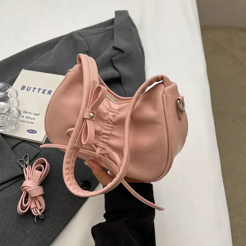 Black Bow Shoulder Bag for Women 2024 Spring Summer