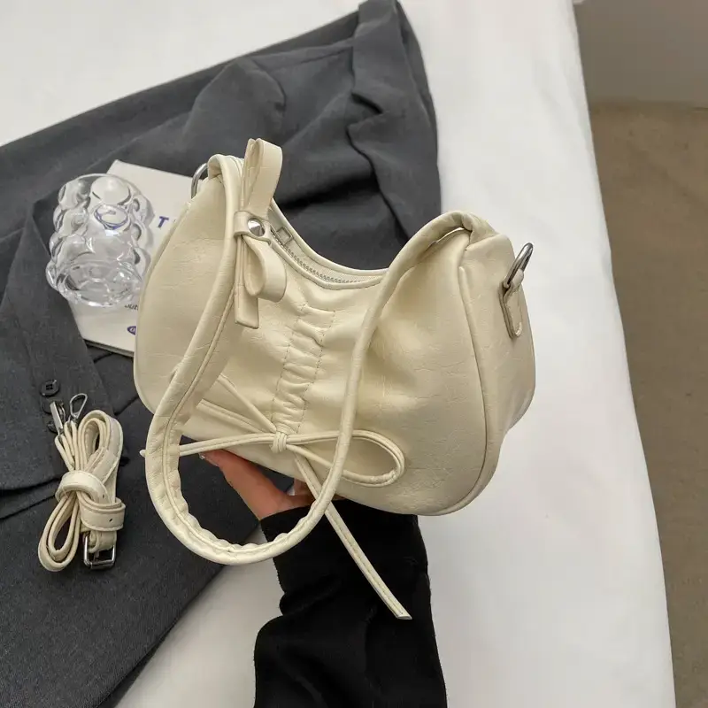 Black Bow Shoulder Bag for Women 2024 Spring Summer