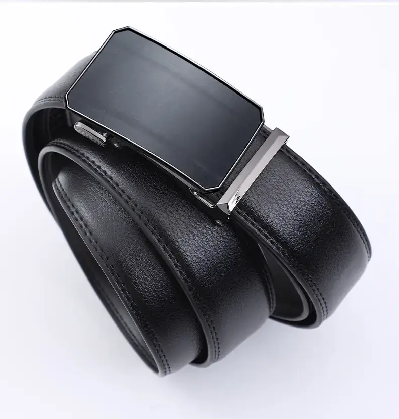 Men's Black Automatic Buckle Leather Belt — feature 12